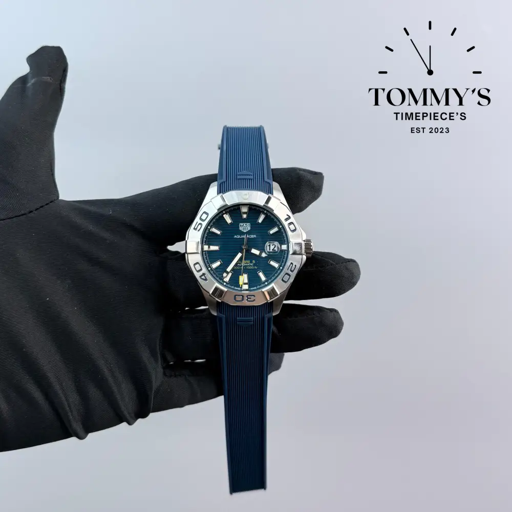 AAA+ Aqua Racer, 40mm Blue Dial-Blue Rubber Strap (Silver Bezel)