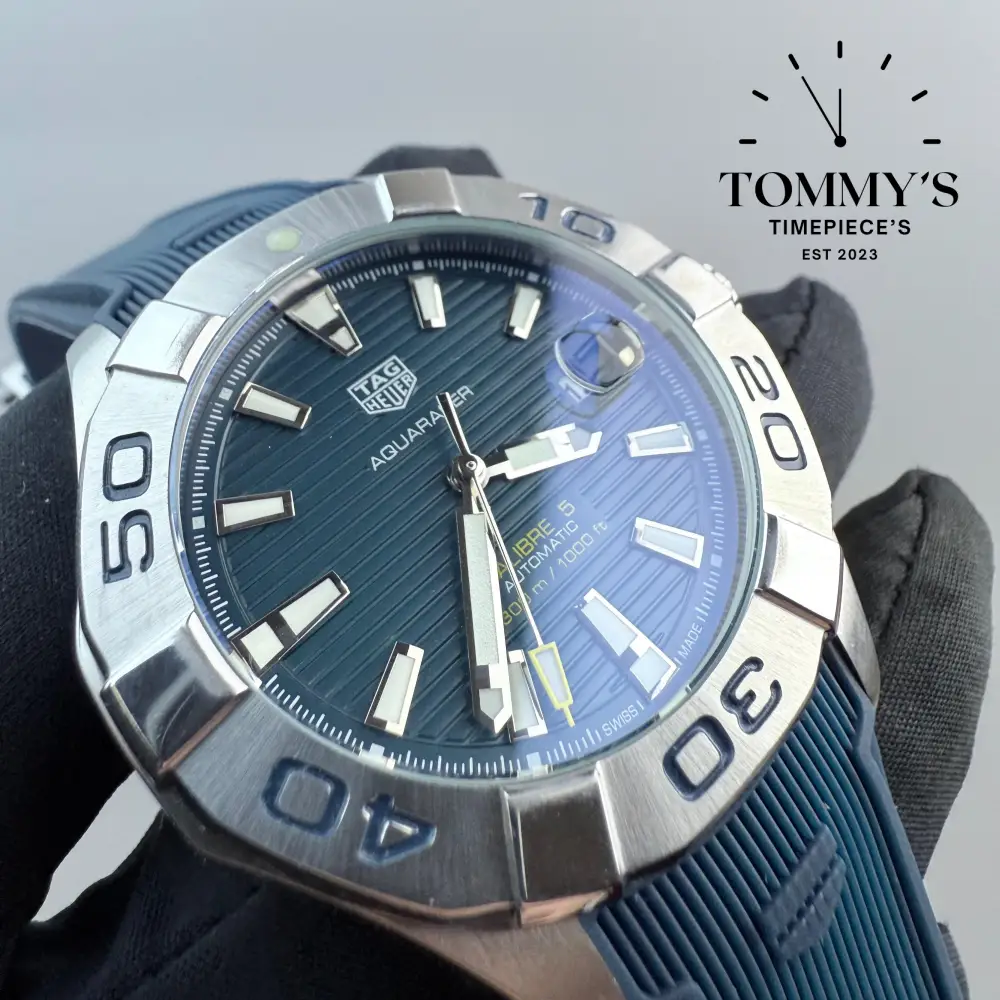 AAA+ Aqua Racer, 40mm Blue Dial-Blue Rubber Strap (Silver Bezel) - Image 2