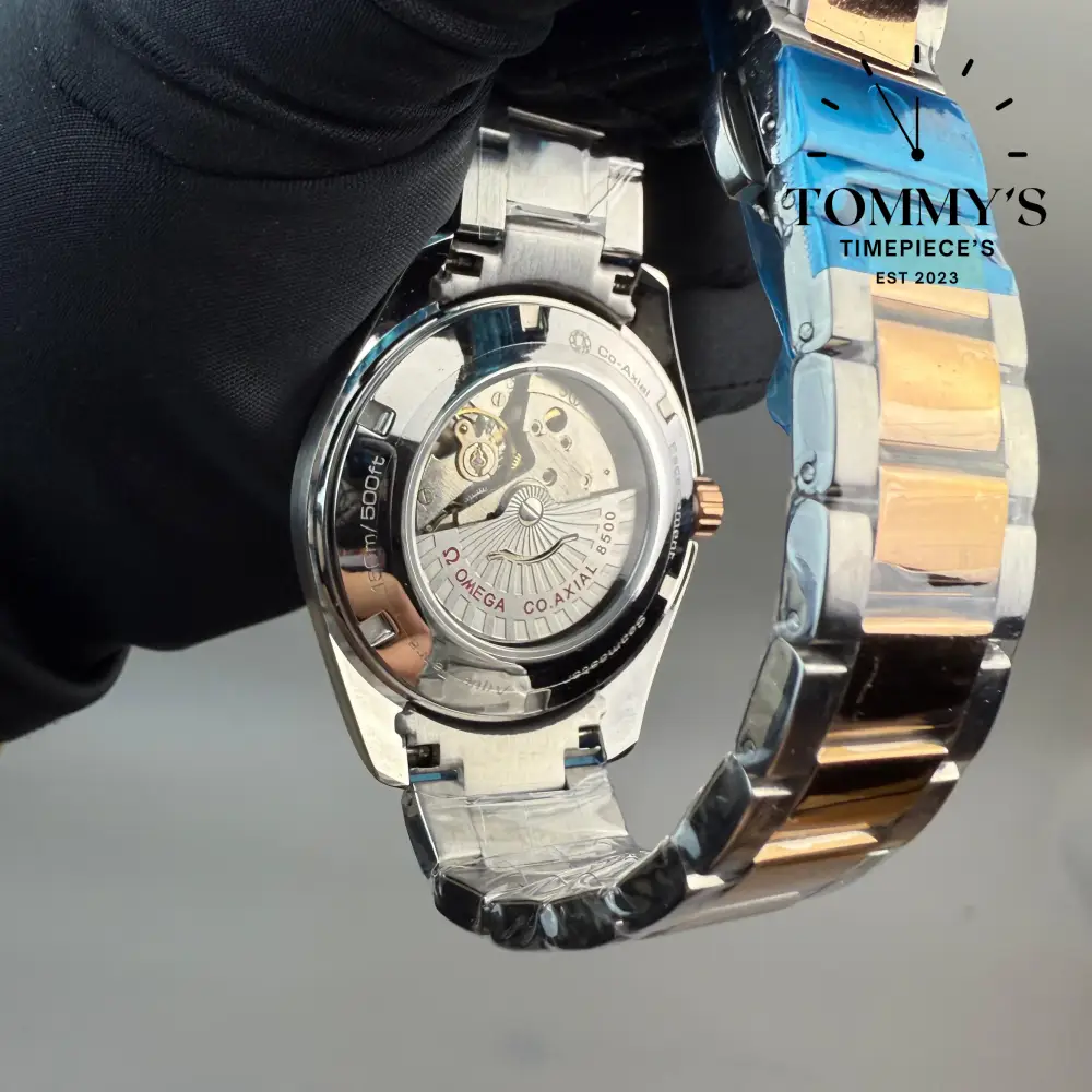 AAA+ Aqua Terra, 41mm White Silver Dial-Stainless Bracelet (Gold Bezel) - Image 5