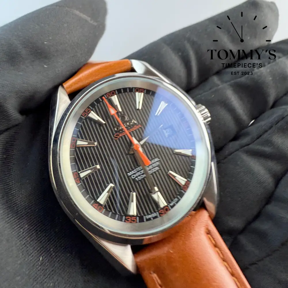 AAA+ Aqua Terra, 39.5mm Black Dial-Brown Leather Strap (Silver Bezel) - Image 2