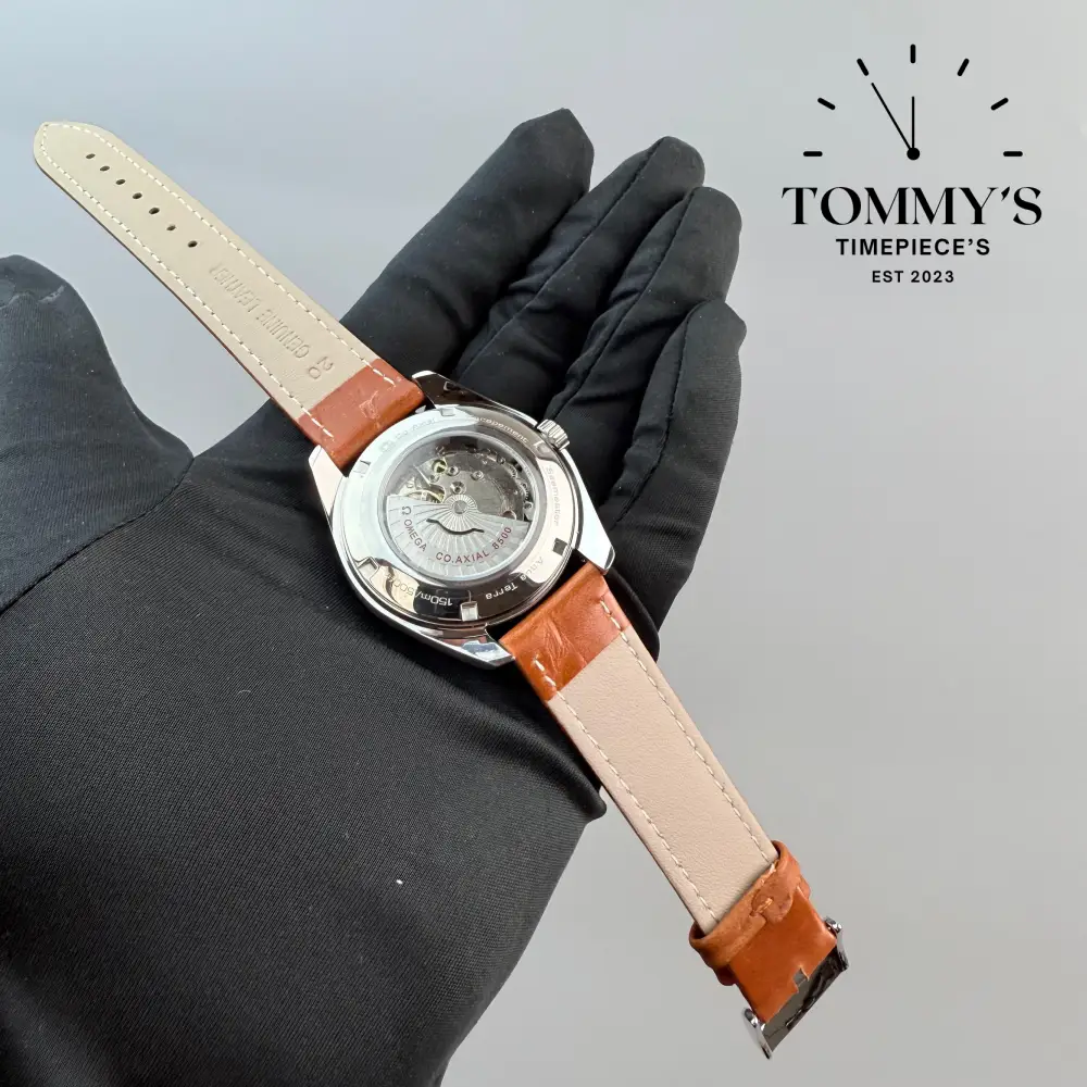 AAA+ Aqua Terra, 39.5mm Black Dial-Brown Leather Strap (Silver Bezel) - Image 4
