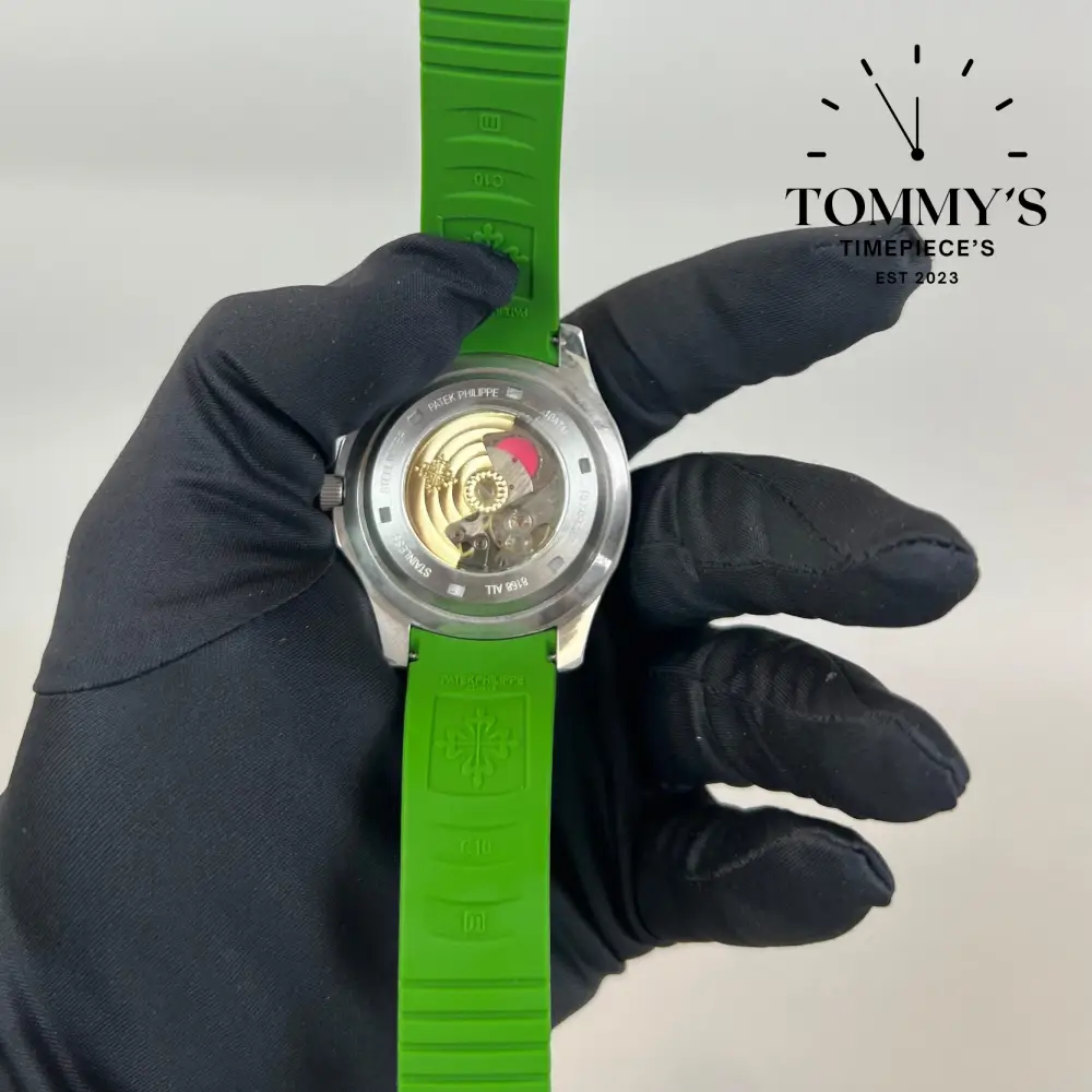 AAA+ Aquanaut, 40.8mm Khaki Green Embossed Dial-Rubber Strap (Metallic Silver Bezel) - Image 3