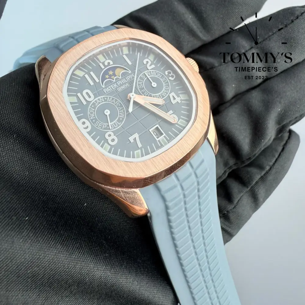 AAA+ Aquanaut Luce Annual Calendar, 40mm Blue Gray Dial-Rubber Strap (Rose Gold Bezel) - Image 2