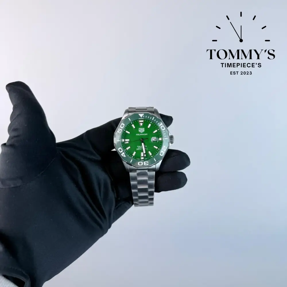 AAA+ Aquaracer Calibre 5 300M, 43mm Green Dial-Stainless Steel Bracelet (Green Bezel)