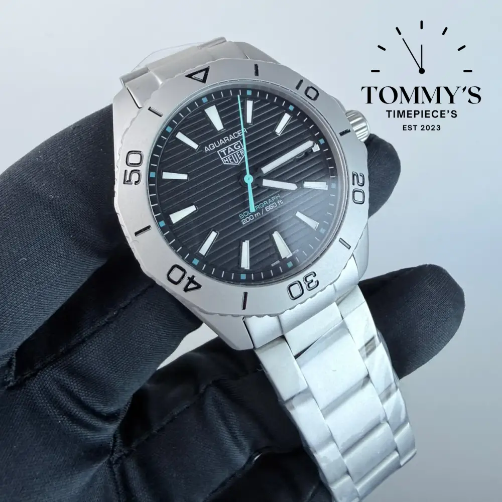 AAA+ Aquaracer Professional 200 Solargraph, 40mm Black Dial-Stainless Steel Bracelet (Silver Bezel) - Image 2