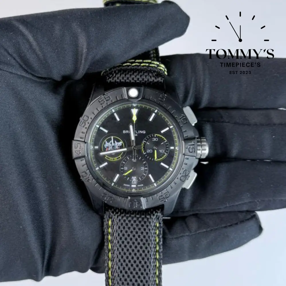 AAA+ Avenger B01 Chronograph 44 Night Mission USN Bloodhounds, Black Dial