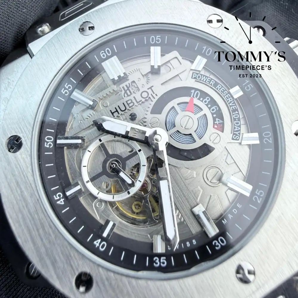 AAA+ Big Bang Meca-10, 42mm Skeletonized Dial-Rubber Strap (Silver Dial) - Image 2