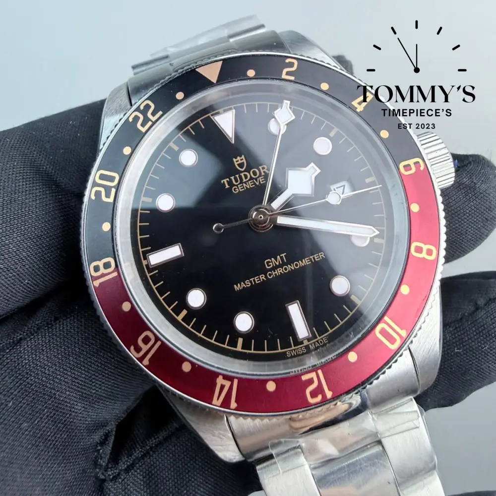 AAA+ Black Bay 58 GMT, 39mm Black Dial-Stainless Steel Bracelet (Black Red Bezel) - Image 2