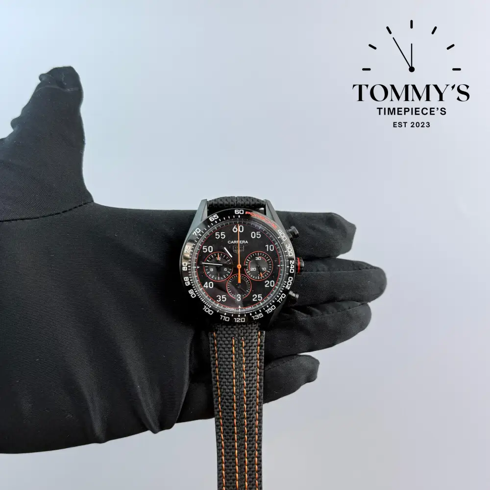 AAA+ Carrera Porsche, 42mm Black Dial-NATO Strap (Black Bezel)