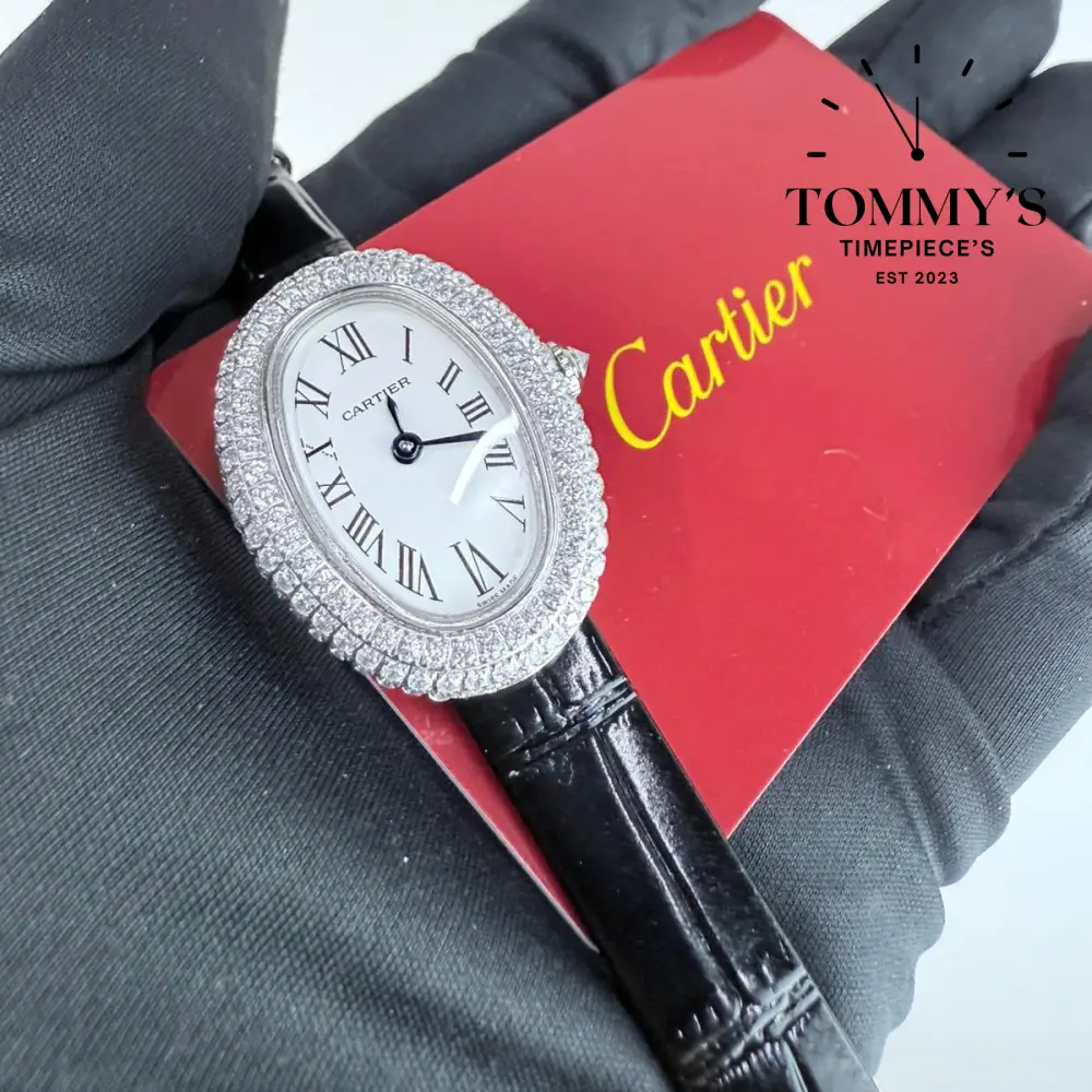 AAA+ Ladies Baignoire ,23.9mm White Dial-Leather Strap (Brilliant-Cut Diamonds Bezel) - Image 2