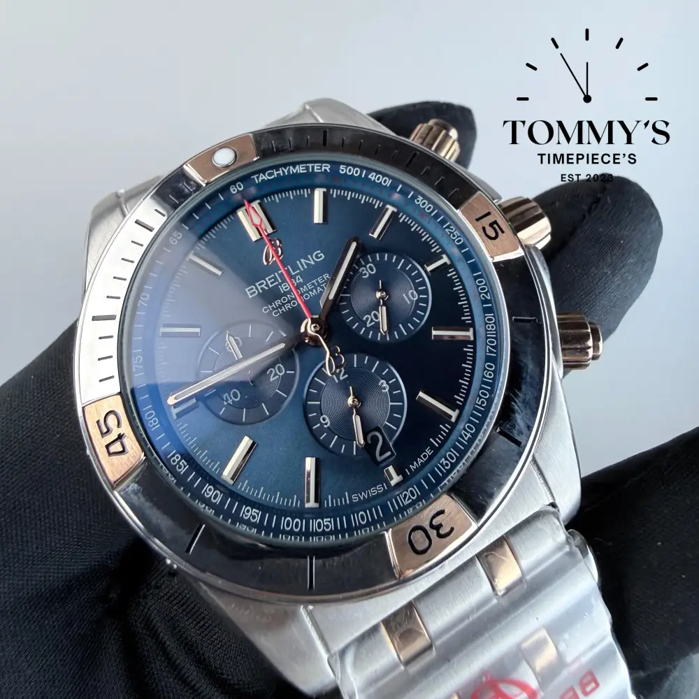 AAA+ Chronomat B01 42mm Chronograph, Blue Dial (Rose Gold Bezel) - Image 2
