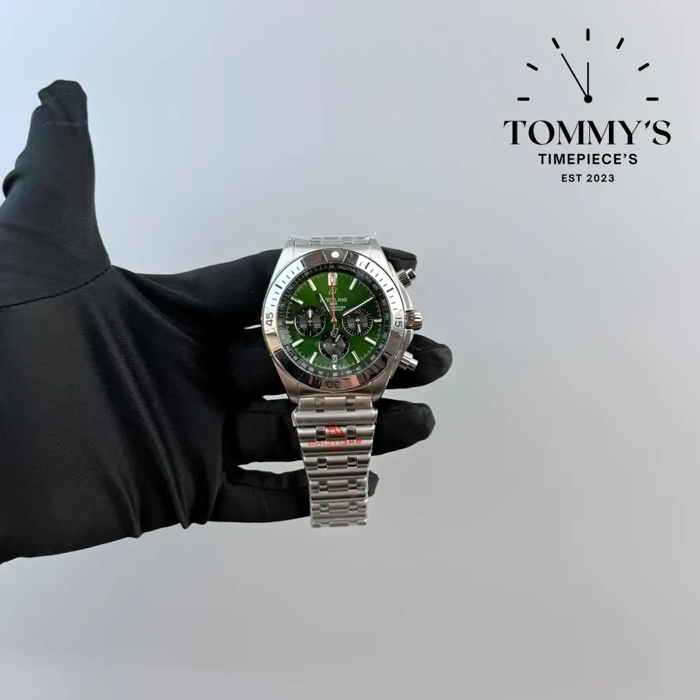 AAA+ Chronomat, 42mm Green Dial-Stainless Steel Bracelet (Silver Bezel)