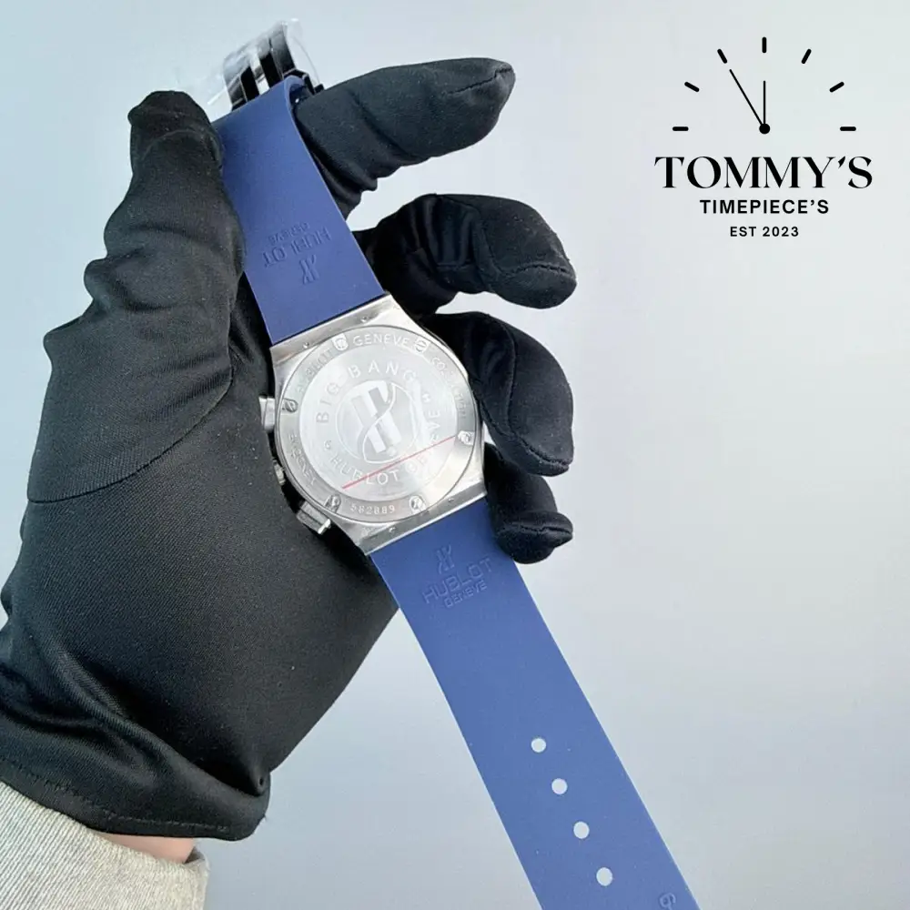 AAA+ Classic Fusion Chronograph Titanium Blue, 42mm Blue Sunray-Rubber Strap (Grey Bezel) - Image 5