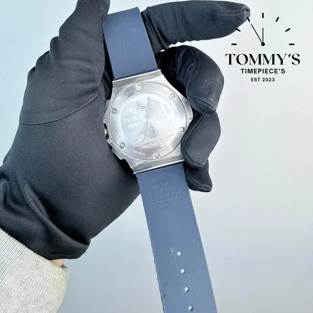 AAA+ Classic Fusion Chronograph Titanium Blue, 42mm Blue Sunray-Rubber Strap (Grey Bezel) - Image 7