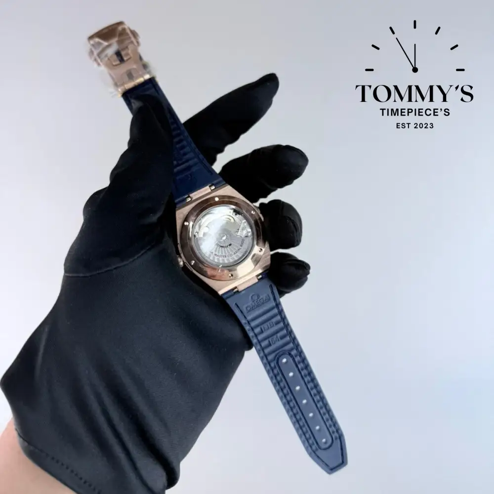 AAA+ Constellation Co-Axial Master Chronometer, 41mm Blue Dial- Leather Strap (Rose Gold Case & Blue Bezel) - Image 3