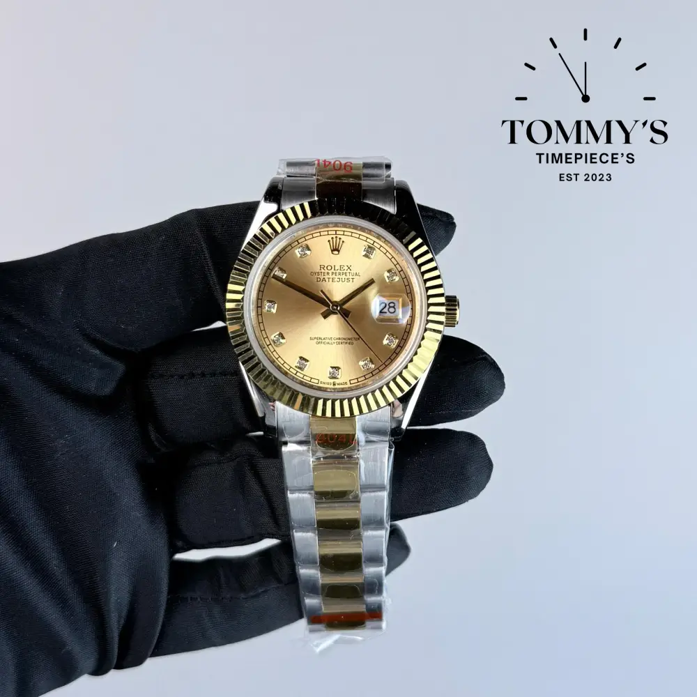 AAA+ Datejust (116333), 41mm Champagne Diamond Dial-Oyster Bracelet (Fluted Bezel)