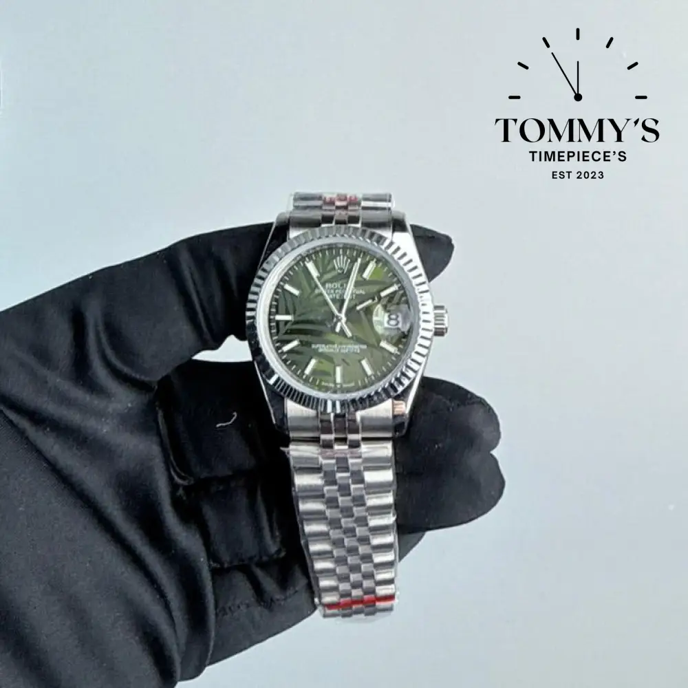 AAA+ Datejust, (126234 ) 36mm Green Palm Motif Dial-Jubilee Bracelet (Fluted Bezel)