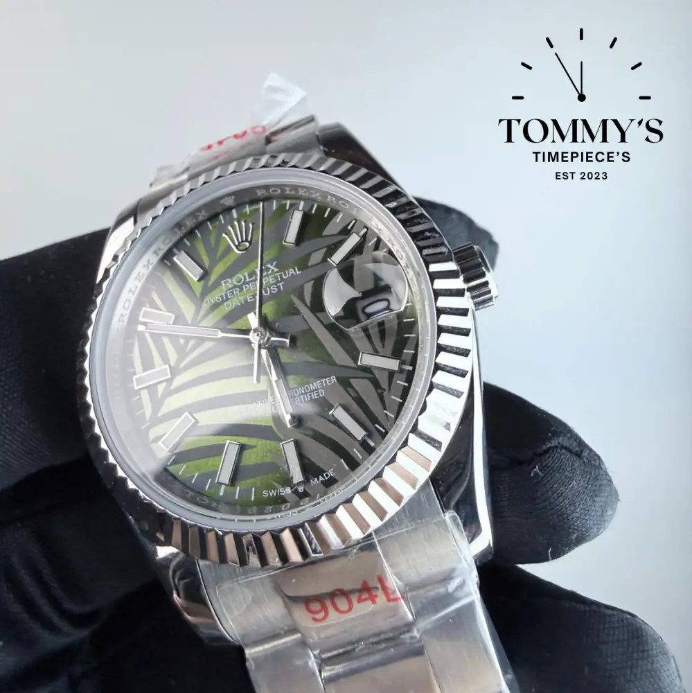 AAA+ Datejust (126234), 36mm Green Palm Motif Dial-Oyster Bracelet (Fluted Bezel) - Image 2