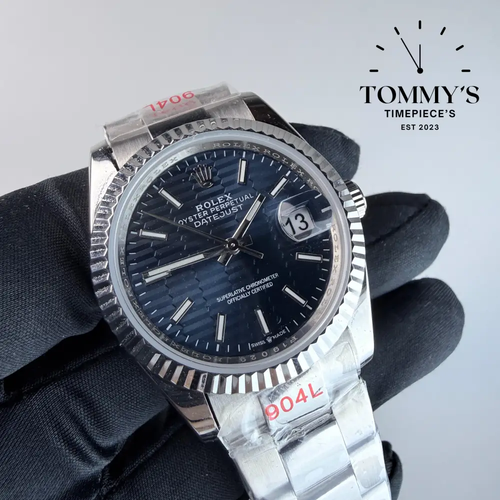 AAA+ Datejust (126234), 36mm Blue Motif Dial-Oyster Bracelet (Fluted Bezel) - Image 2