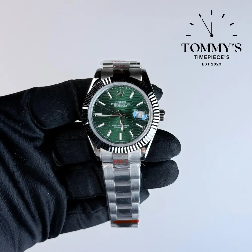 AAA+ Datejust (126334), 41mm Green Motif Dial-Oyster Bracelet (Fluted Bezel)