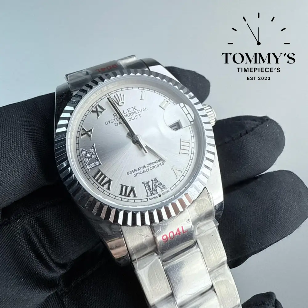 AAA+ Datejust (126334), 36mm Silver Roman Numeral Dial -Oyster Bracelet (Fluted Bezel) - Image 2