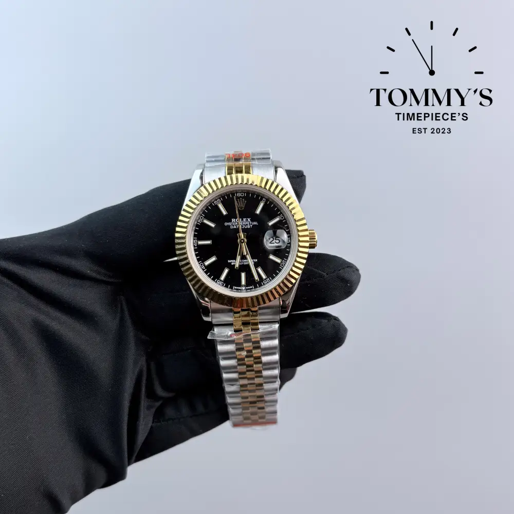 AAA+ Datejust, (126333) 41mm Black Dial-Jubilee Bracelet Bimetal Gold (Fluted Bezel)