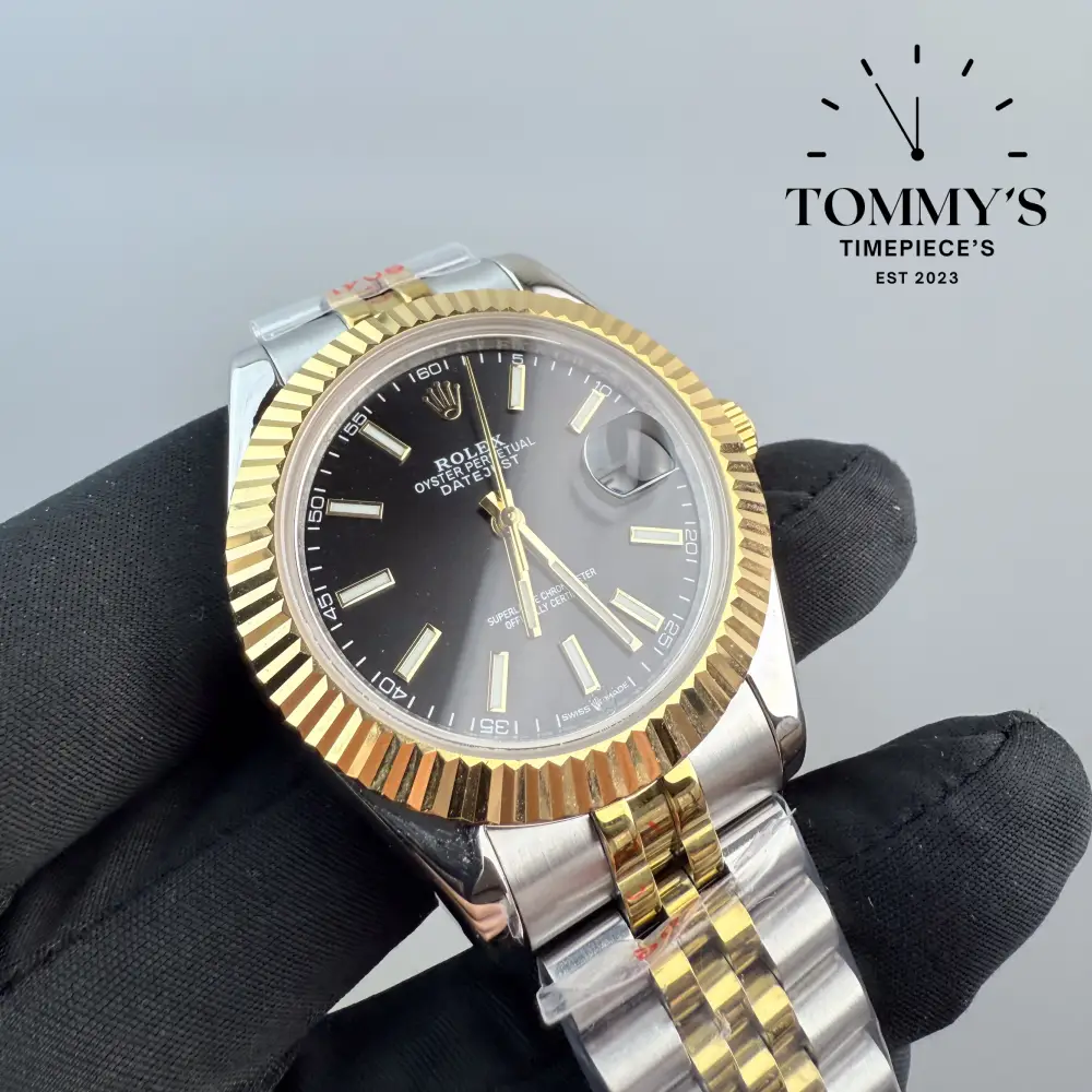 AAA+ Datejust, (126333) 41mm Black Dial-Jubilee Bracelet Bimetal Gold (Fluted Bezel) - Image 2