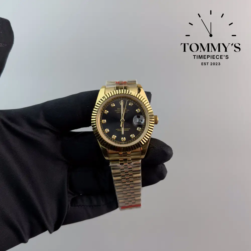 AAA+ Datejust (Full Gold), (178278) 41mm Black Dial-Jubilee Bracelet (Fluted Bezel)