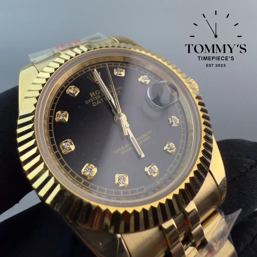AAA+ Datejust (Full Gold), (178278) 41mm Black Dial-Jubilee Bracelet (Fluted Bezel) - Image 2