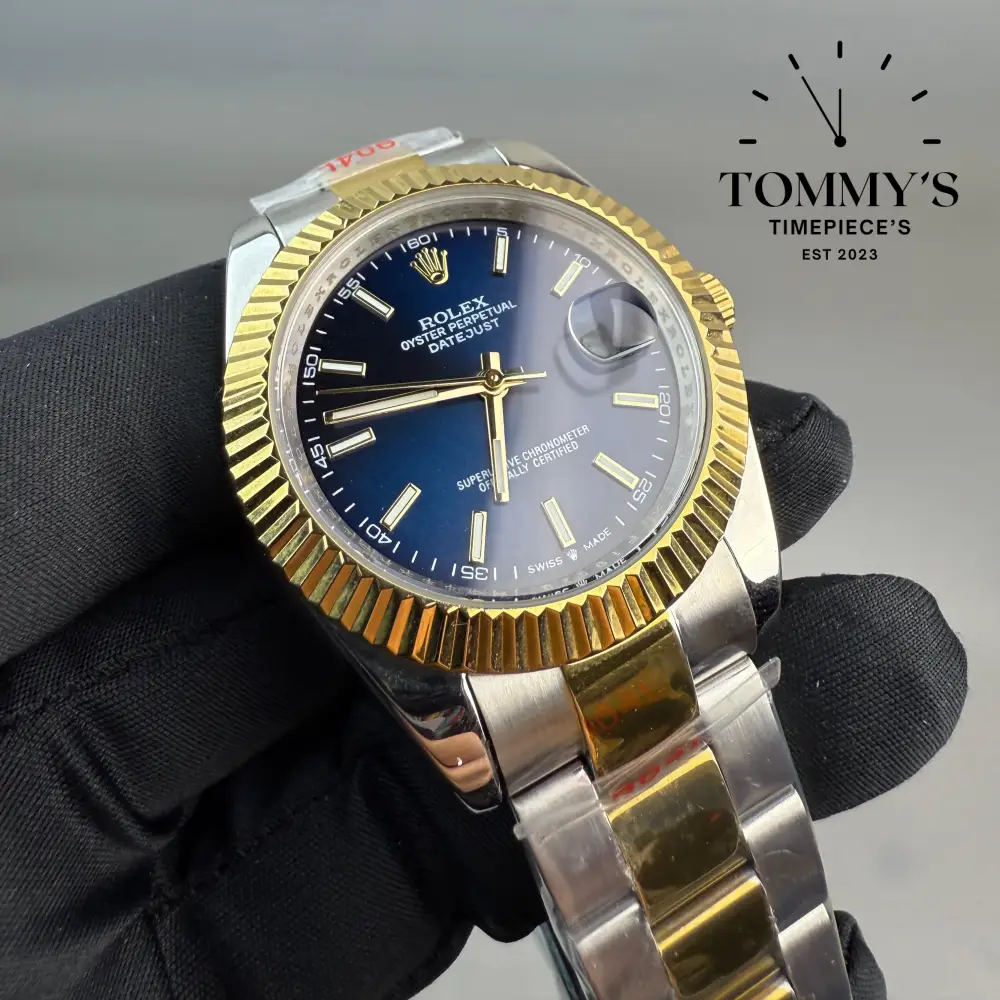 AAA+ Datejust, (126303) 41mm Blue Motif Dial-Oyster Bracelet Bimetal Gold (Fluted Yellow Gold Bezel two-tone) - Image 2