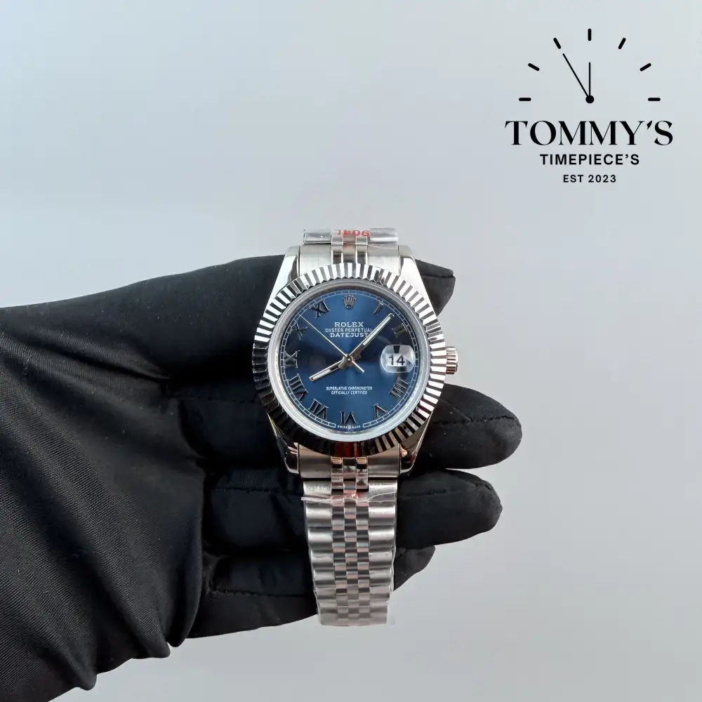 AAA+ Datejust, (114200)41mm Blue Roman Dial-Jubilee Bracelet (Fluted Bezel)