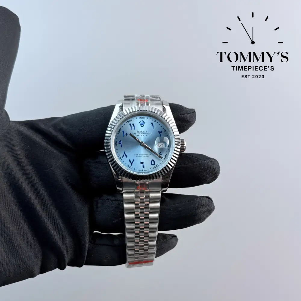 AAA+ Datejust, (126300) 41mm Ice Blue Arabic Dial-Jubilee Bracelet (Fluted Bezel)
