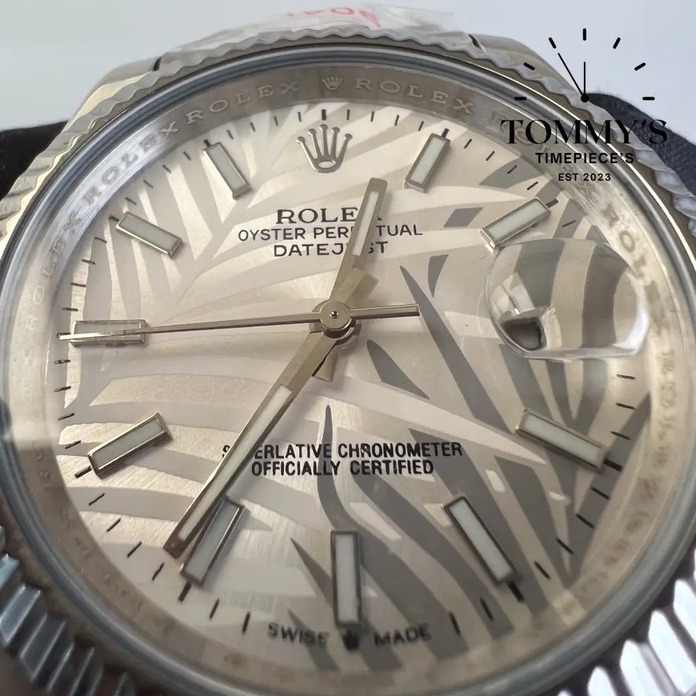 AAA+ Datejust, (M126234-0045) 41mm Silver Palm Dial-Jubilee Bracelet (Fluted Bezel) - Image 2