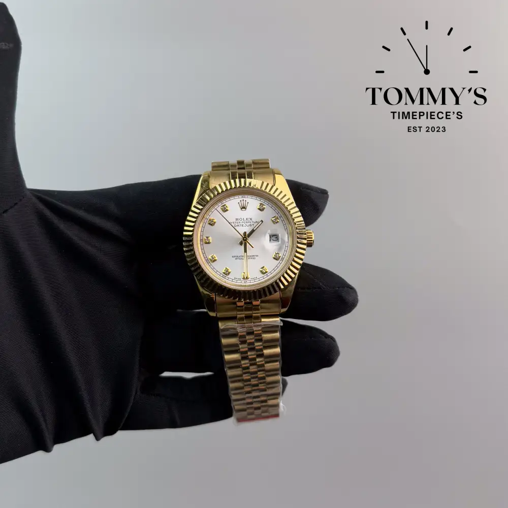 AAA+ Datejust (Full Gold), (M126333) 41mm White Dial-Jubilee Bracelet (Fluted Yellow Gold Bezel)