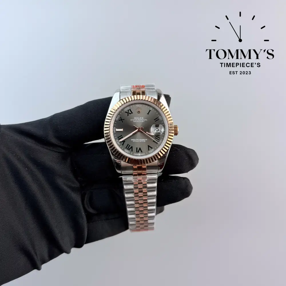 AAA+ Datejust, (124333) 41mm Wimbledon Dial-Jubilee Bracelet Bimetal Rose Gold (Fluted Bezel)