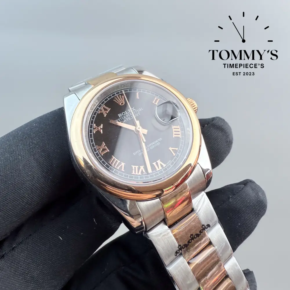 AAA+ Datejust, (116201) 41mm Black Dial-Oyster Bracelet (Bimetal Smooth Bezel) - Image 2