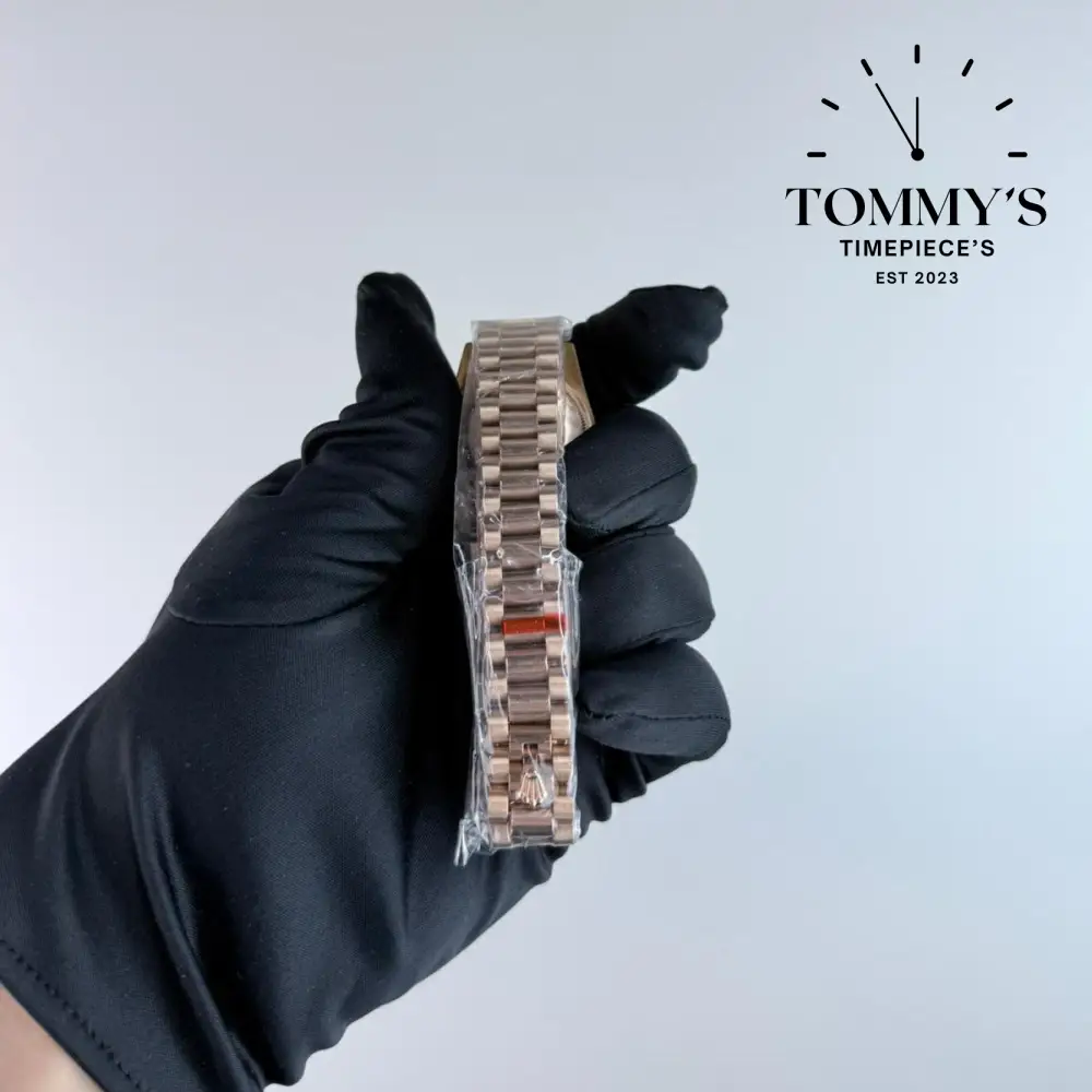 AAA+ Lady Datejust Everose Gold (279135RBR), 28mm Chocolate Dial-Presidential Bracelet (Factory-Set Diamond Bezel) - Image 4