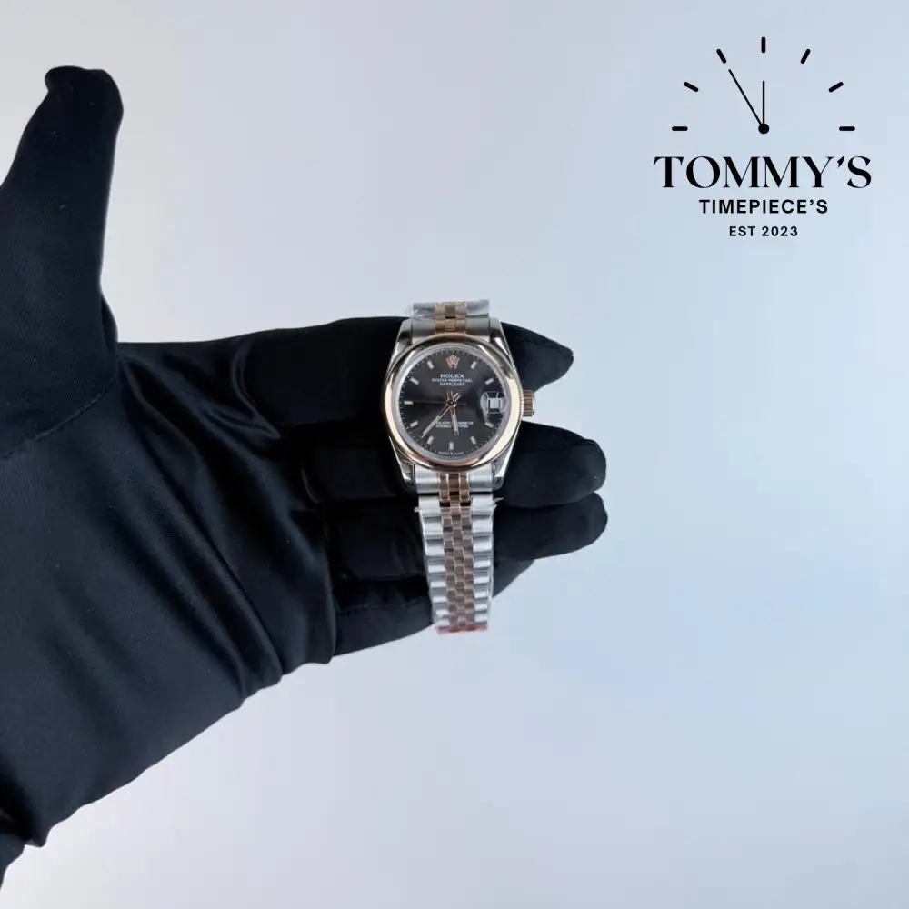 AAA+ Ladies Datejust Everose Rolesor (278241), 31mm Slate Grey Dial-Jubilee Bracelet (Smooth Everose Gold Bezel)