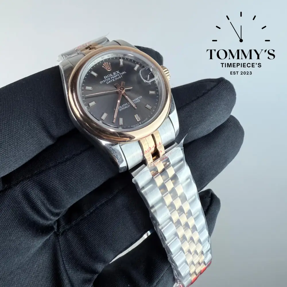 AAA+ Ladies Datejust Everose Rolesor (278241), 31mm Slate Grey Dial-Jubilee Bracelet (Smooth Everose Gold Bezel) - Image 2