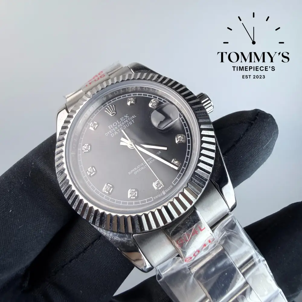 AAA+ Datejust (m126334), 41mm Black Diamond Dial-Oyster Bracelet (Fluted Bezel) - Image 2