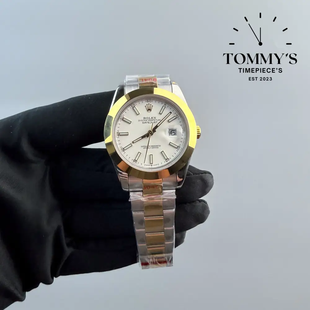 AAA+ Datejust (Bimetal Gold), (126303) 41mm White Dial-Oyster Bracelet (Smooth Bezel)