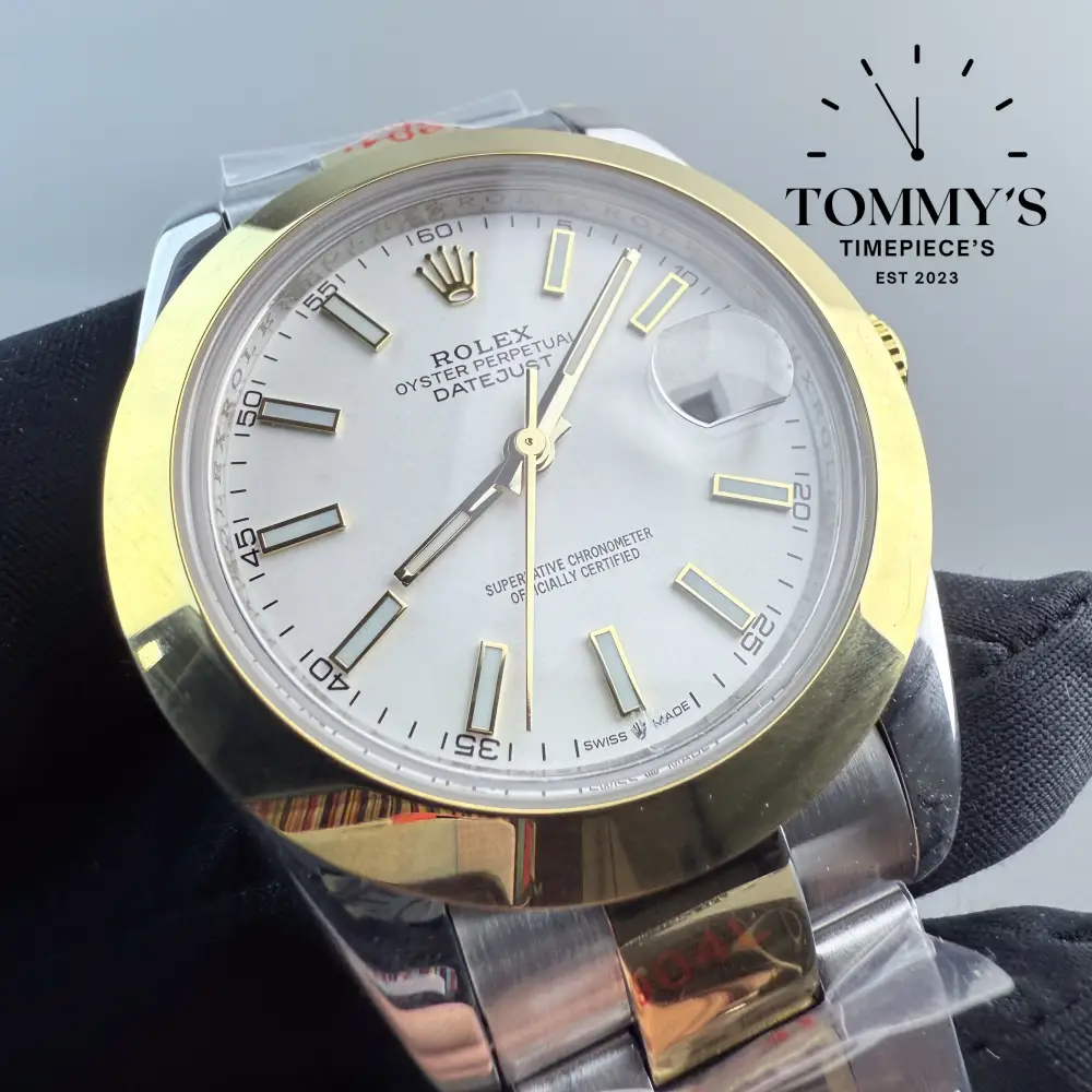 AAA+ Datejust (Bimetal Gold), (126303) 41mm White Dial-Oyster Bracelet (Smooth Bezel) - Image 2