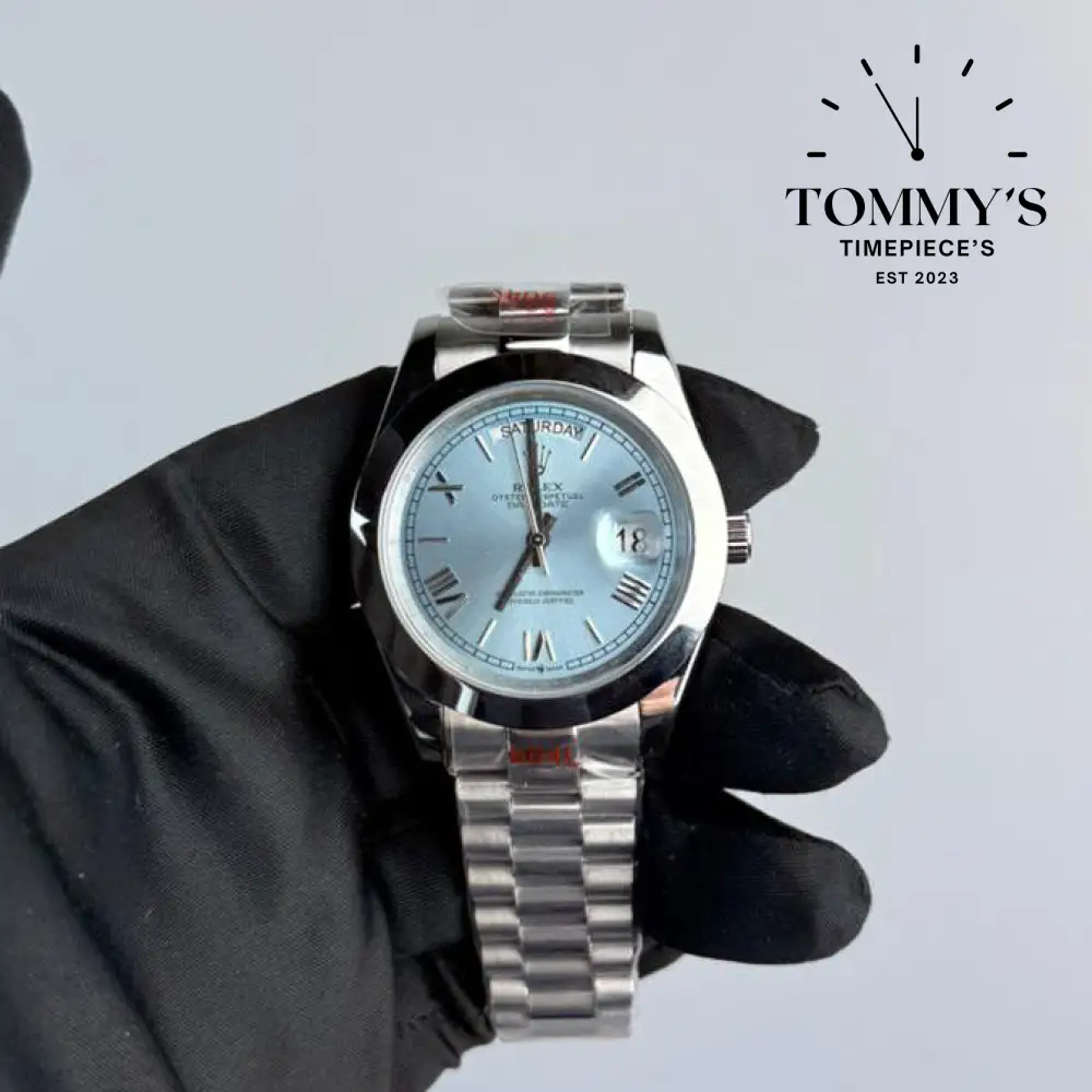 AAA+ Day Date, (228206) 40mm Ice Blue  Dial-Presidential Bracelet (Smooth Bezel)