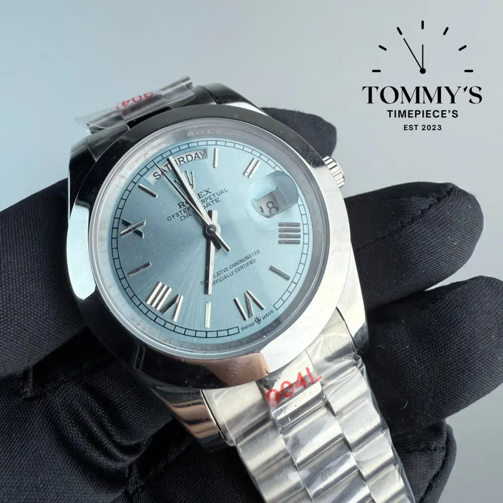 AAA+ Day Date, (228206) 40mm Ice Blue  Dial-Presidential Bracelet (Smooth Bezel) - Image 2
