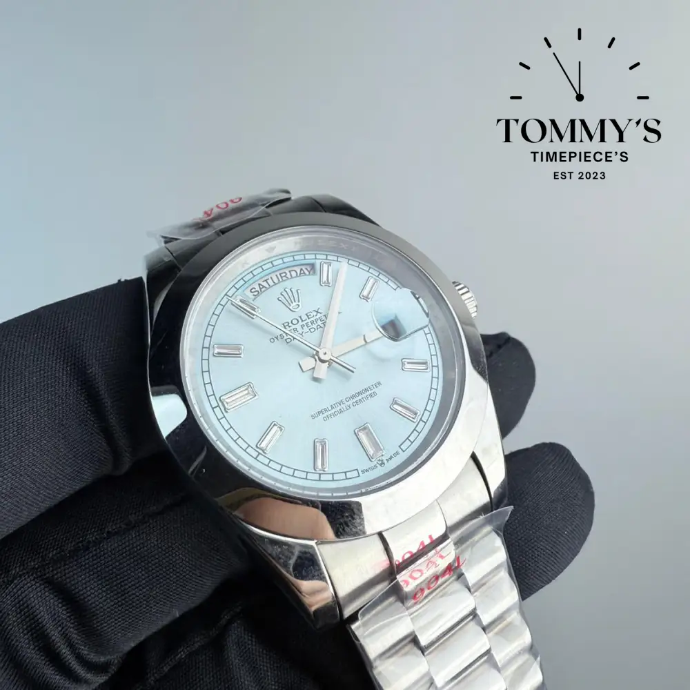 AAA+ Day Date, (228206) 40mm Ice Blue Dial-Presidential Bracelet (Smooth Bezel) - Image 2