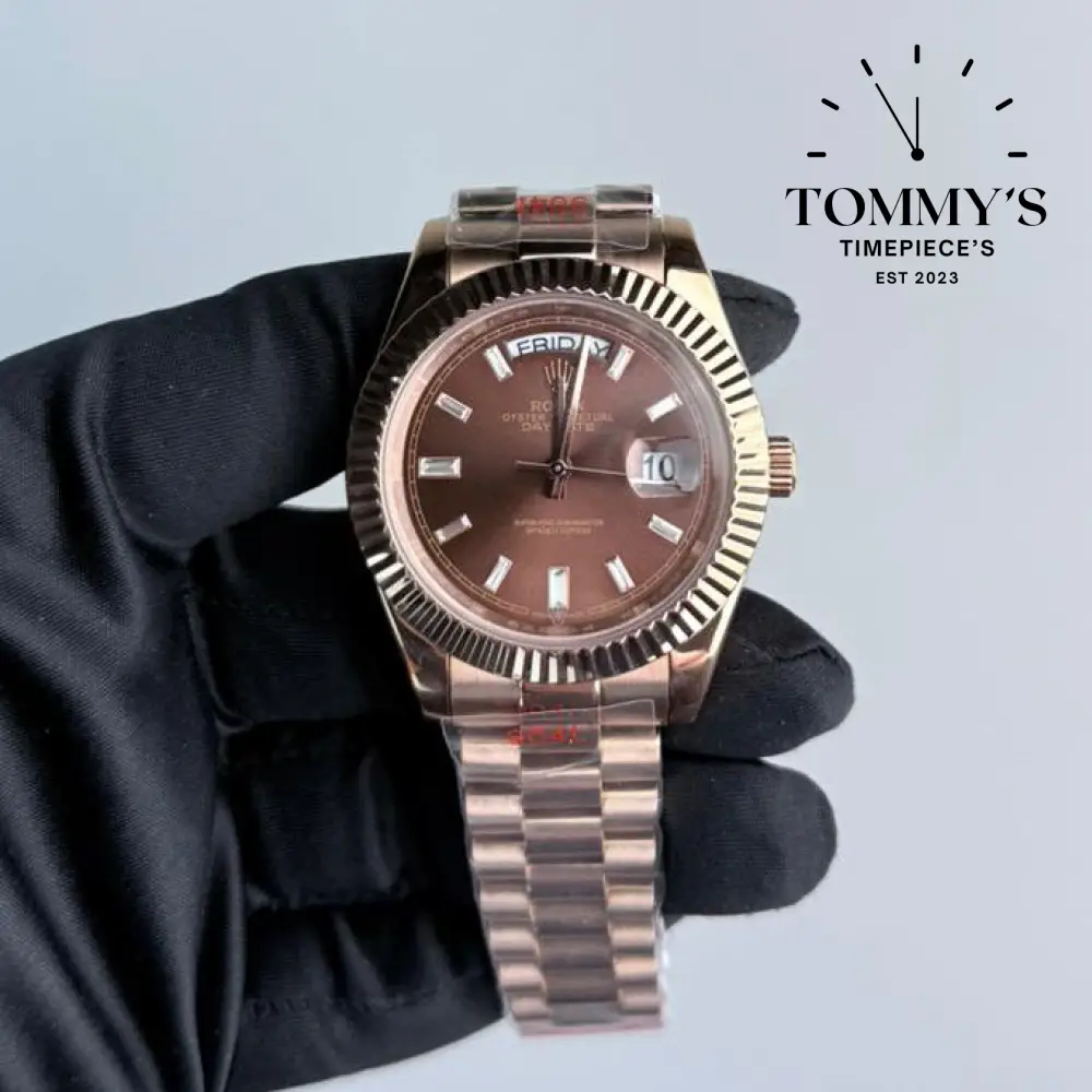 AAA+ Day Date, (228235) 40mm Chocolate Dial-Presidential Bracelet (Fluted Bezel)