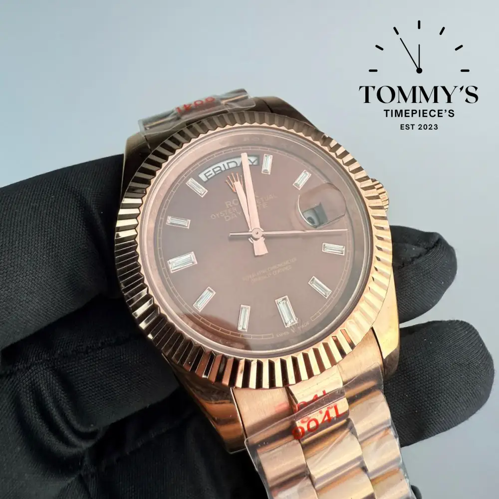 AAA+ Day Date, (228235) 40mm Chocolate Dial-Presidential Bracelet (Fluted Bezel) - Image 2