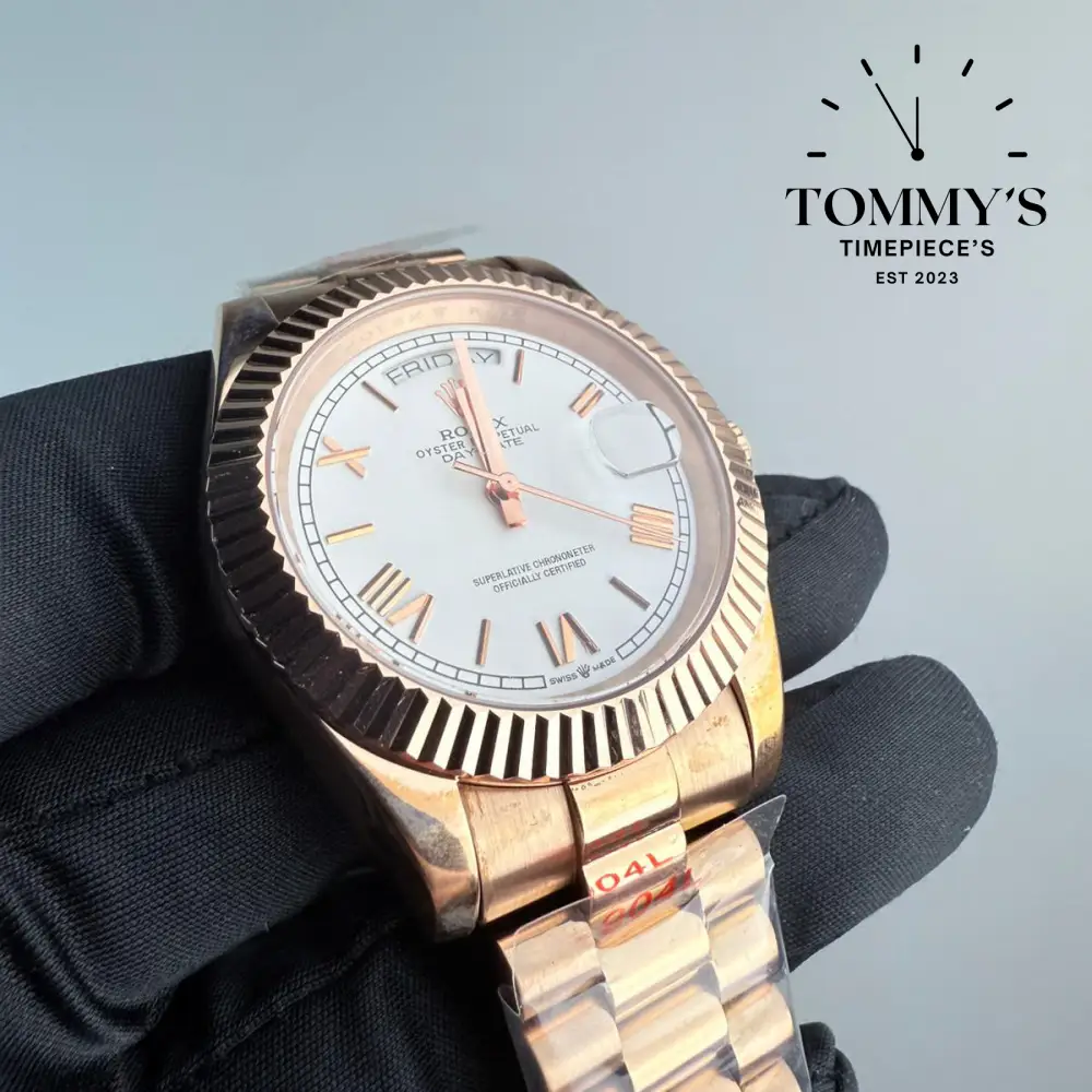 AAA+ Day Date, (228235) 40mm White Dial-Presidential Bracelet (Fluted Bezel) - Image 2