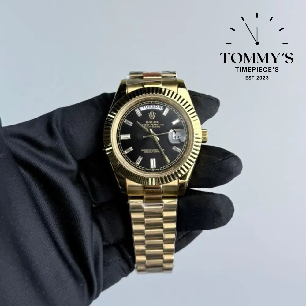 AAA+ Day Date, (228238 ) 40mm Black Dial-Presidential Bracelet (Fluted Bezel)