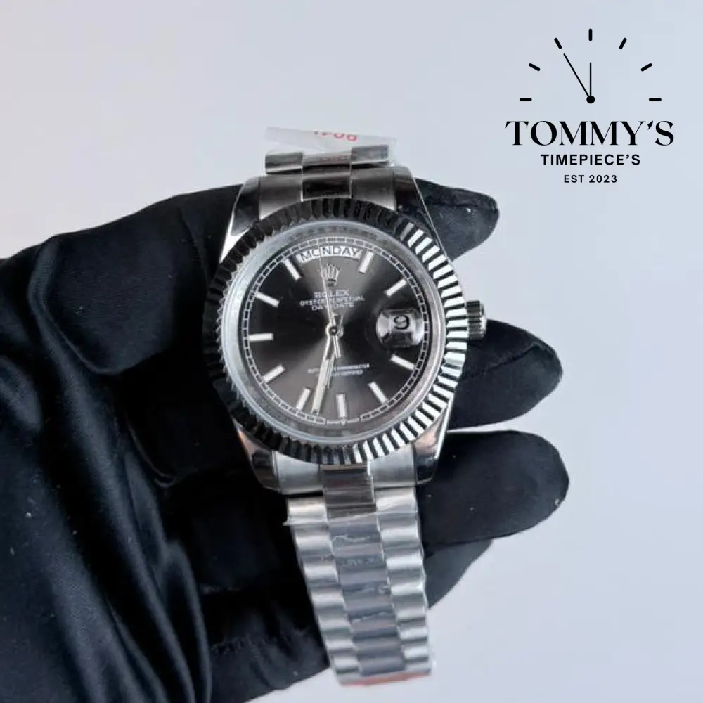 AAA+ Day Date, (228239-0004) 40mm Black Dial-Presidential Bracelet (Fluted Bezel)